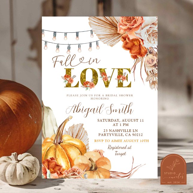 Boho Teracotta Pumpkin Floral Bridal Shower Invitation (Creator Uploaded)