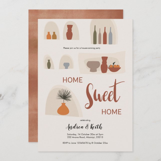 Boho Terracota Housewarming Party Invitation (Front/Back)