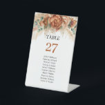 Boho Terracotta and burgundy flowers guest name Pedestal Sign<br><div class="desc">Boho Terracotta and burgundy flowers guest name table number pedestal sign, This charming bohemian floral design featured watercolor hand-painted purple, dusty blue, dusty pink, lilac, brown, and beige flowers and combined modern trendy calligraphy script font. Тhis irresistible colourful symphony is elegantly set on ivory watercolor background. Delicate purple and powdery...</div>