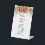 Boho Terracotta and burgundy flowers guest name Pedestal Sign<br><div class="desc">Boho Terracotta and burgundy flowers guest name table number pedestal sign, This charming bohemian floral design featured watercolor hand-painted purple, dusty blue, dusty pink, lilac, brown, and beige flowers and combined modern trendy calligraphy script font. Тhis irresistible colourful symphony is elegantly set on ivory watercolor background. Delicate purple and powdery...</div>