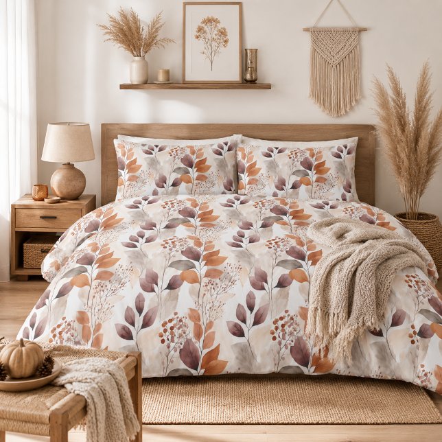 Boho Terracotta and Burgundy Leaves  Pillowcase (Creator Uploaded)