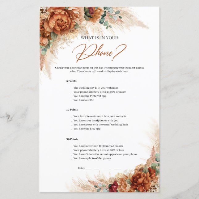 Boho Terracotta and burgundy What is in Your Phone (Front)