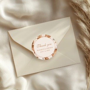 Boho Terracotta and Cream Peonies Thank You Classic Round Sticker