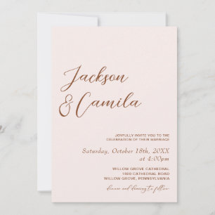 Boho Terracotta and Cream Photo Wedding  Invitation