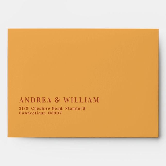 Boho Terracotta and Mustard Yellow Wedding Envelope (Front)