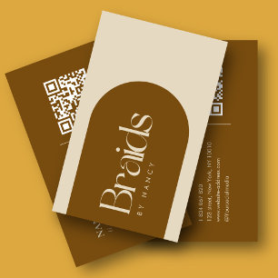 Boho Terracotta Arch Hair Braider QR Code Business Card