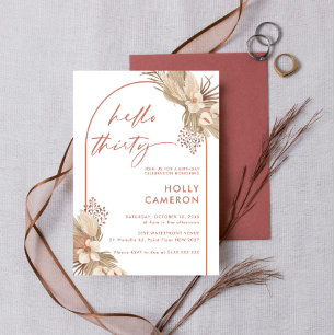 Boho Terracotta Arch Pampas Grass 30th Birthday Invitation
