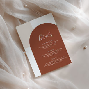 Boho Terracotta Arch Wedding Details QR Code Enclosure Card