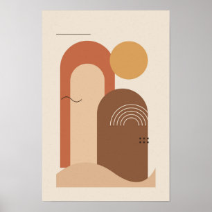 Boho Terracotta Arches Mid Century Poster