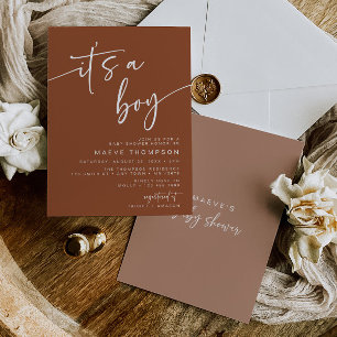 Boho Terracotta Baby Shower Invitation Its a Boy