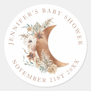 Boho Terracotta Baby Shower Round Favour Label