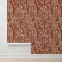 Boho Terracotta Banana Leaves Print