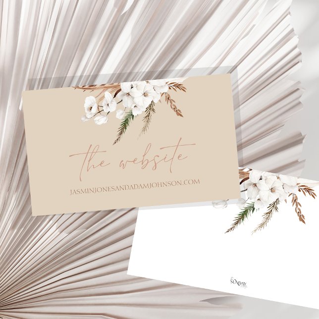 Boho Terracotta Beige Dried Floral Wedding Website Enclosure Card (Boho Terracotta Beige Dried Floral Wedding Website Enclosure Card)