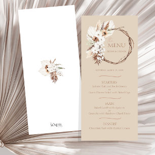 Boho Terracotta Beige Floral Wreath Wedding Menu