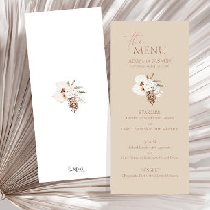 Boho Terracotta Beige Pampas Grass Floral Wedding  Menu