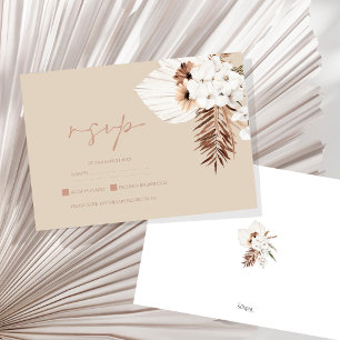 Boho Terracotta Beige Pampas Grass Floral Wedding  RSVP Card
