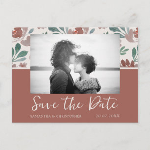 Boho Terracotta & Beige Save the Date Wedding Postcard