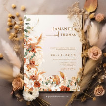 Boho Terracotta Botanical Pampas Elegance Wedding