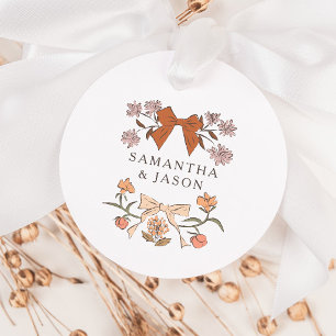 Boho Terracotta Bow Floral Wedding Favour Tags