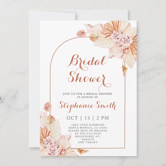 Boho Terracotta Bridal Shower Invitation (Front)