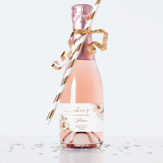 Boho Terracotta Bridal Shower Mini Sparkling Wine Sparkling Wine Label