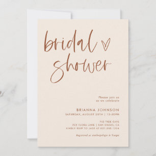 Boho Terracotta Bridal Shower Minimalist Bridal Invitation