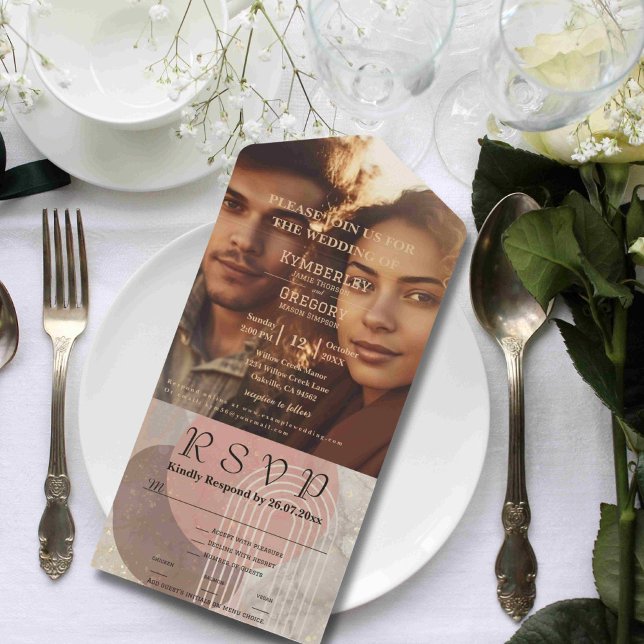 Boho Terracotta Brown Abstract  Minimalist Website All In One Invitation (Creator Uploaded)