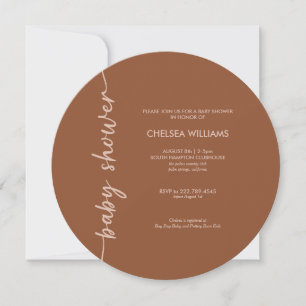Boho Terracotta Brown + Beige Baby Shower Invitation