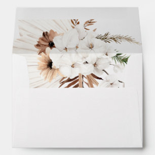 Boho Terracotta Brown Pampas Grass Floral Wedding  Envelope