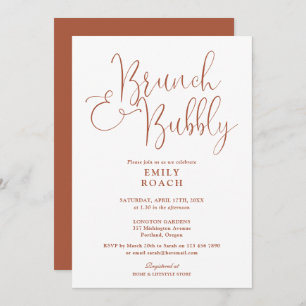Boho Terracotta Brunch And Bubbly Bridal Shower Invitation