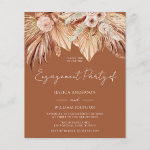 Boho Terracotta Budget Engagement Party Invitation