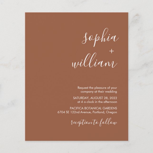 Boho Terracotta Budget Wedding Invitation (Front)