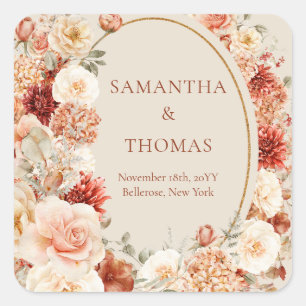 Boho terracotta burgundy floral eucalyptus sticker