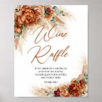 Boho terracotta burgundy floral pampas Wine Raffle