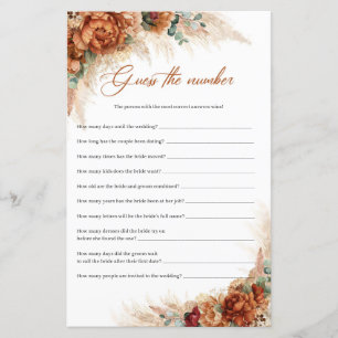 Boho terracotta burgundy pampas Guess The Number