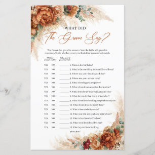 Boho terracotta burgundy What did the groom say