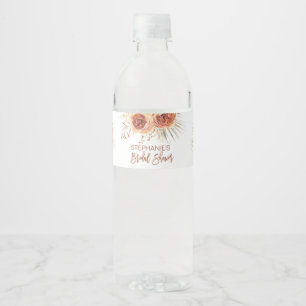 Boho Terracotta Burnt Orange Floral Bridal Water Bottle Label
