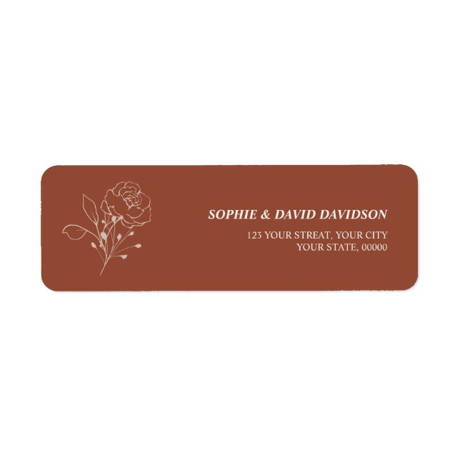 Boho Terracotta Burnt Orange Return Address Label (Front)