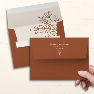 Boho Terracotta Burnt Orange Rustic Wedding Envelope