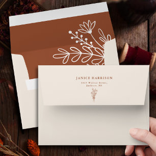 Boho Terracotta Burnt Orange Rustic Wedding Envelope