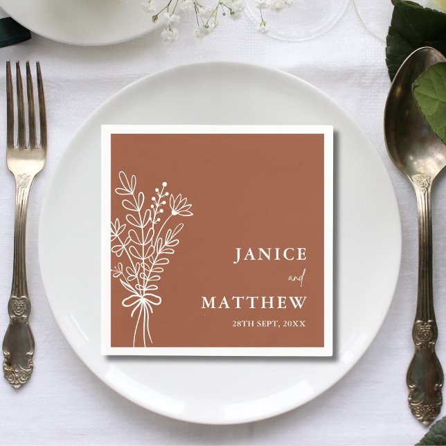 Boho Terracotta Burnt Orange Rustic Wedding Napkin (Creator Uploaded)