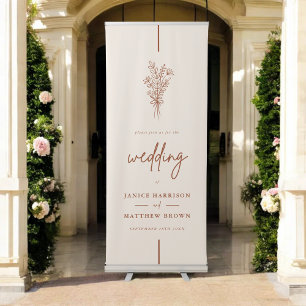 Boho Terracotta Burnt Orange Rustic Wedding Retractable Banner