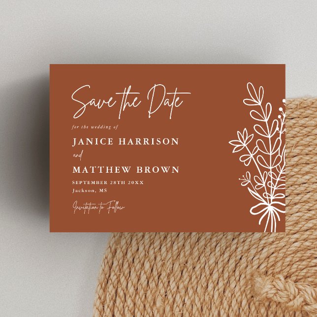 Boho Terracotta Burnt Orange Rustic Wedding Save The Date (Creator Uploaded)