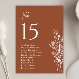 Boho Terracotta Burnt Orange Rustic Wedding Table Number