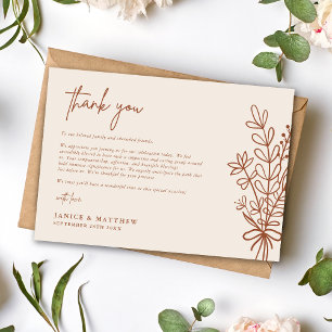 Boho Terracotta Burnt Orange Rustic Wedding Thank You Card