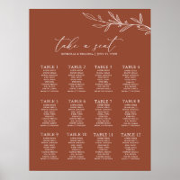 Boho Terracotta Burnt Orange Wedding Seating Chart