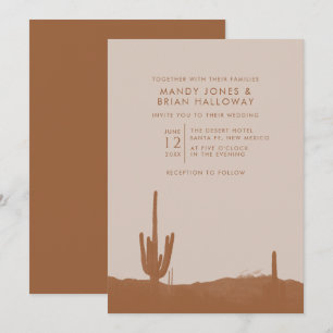 Boho Terracotta Cactus Desert Wedding Invitation