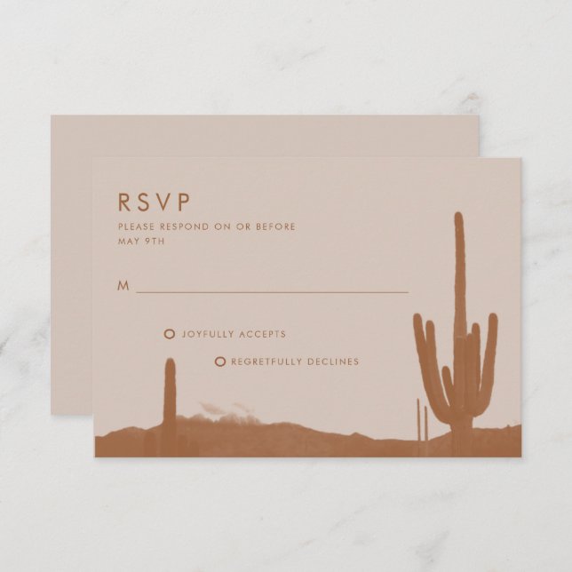 Boho Terracotta Cactus Desert Wedding RSVP Card (Front/Back)