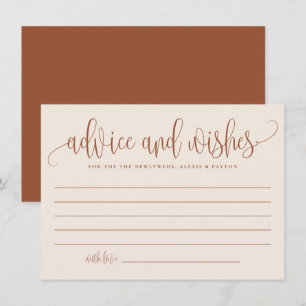 Boho Terracotta Calligraphy Wedding Advice Card