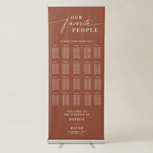 Boho Terracotta Calligraphy Wedding Seating Chart Retractable Banner